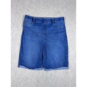 k262. Kim Rogers Tummy Control Pull On Denim Bermuda Shorts Medium Wash Blue 14